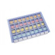 Tray + 8 lavender blue pillboxes + label morning, noon, evening, night