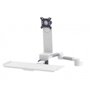 Bras double de longueur 300 x 300 mm avec support clavier rabattable 580 x 200 mm