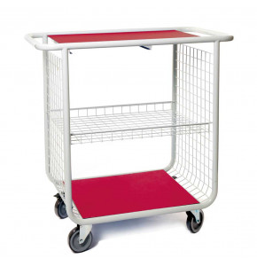 Red changing trolley 750 - 1000x585x1035 mm with shelves and without seperations - bare