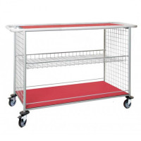 Red changing trolley 1100 - with shelf without dividers - top size 1100x520x1020 mm - bare