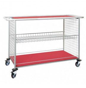 Red changing trolley 1100 - with shelf without dividers - top size 1100x520x1020 mm - bare
