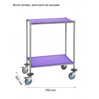 Guéridon résine sans poignée - 750x500 mm - 2 plateaux violet