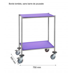 Guéridon résine sans poignée - 750x500 mm - 2 plateaux violet