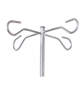Stainless steel infusion stand - 4 stainless steel safety hooks - stainless steel base