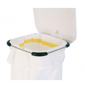 Sac plein blanc rayure JAUNE pour linge sale (100% PES) - 170gr/m2