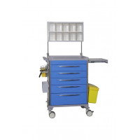 Mdose blue  anaesthesia trolley with 5 drawers