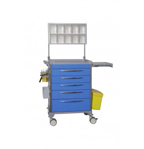 Mdose blue  anaesthesia trolley with 5 drawers