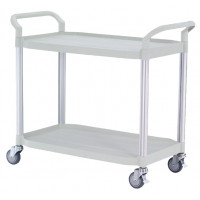 Multi-use plastic trolley - 2 trays -  Light gray - 1100 x 520 x H950 mm