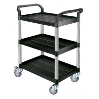 Multi-use plastic black trolley - 3 Light gray trays - 850 x 480 x H1000 mm