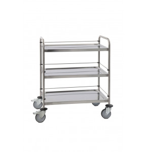 Welded stainless steel trolley with 3 trays 800x500mm and racks (to be mounted)
