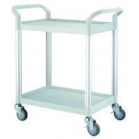 Multi-use plastic trolley - Light gray - 2 trays- 850 x 480 x H950 mm