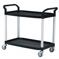 Multi-use plastic trolley - Black - 2 trays - 1100 x 520 x H950 mm