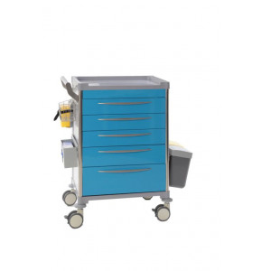 Mdose blue nursing trolley 5 drawers