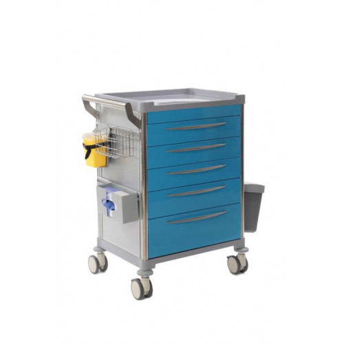Mdose blue nursing trolley 5 drawers