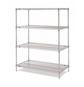 Chromed steel wire shelving with 4 shelves