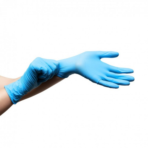 Boite de 100 gants jetables NITRILE - taille L - bleu clair