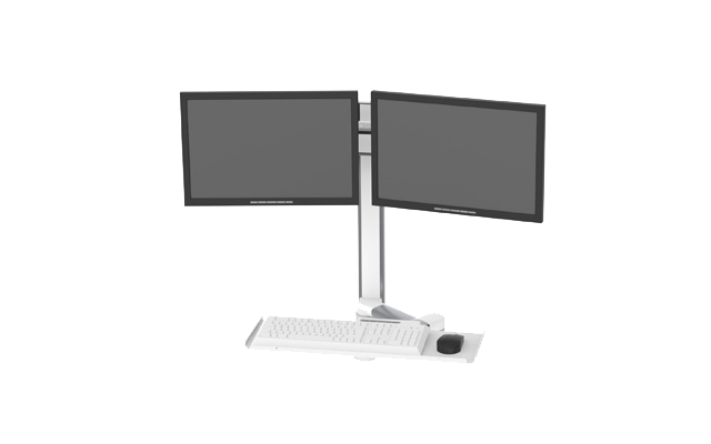 Dual stand for flat screens or PC panels