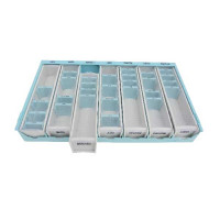 Weekly medication dispenser tray with 7-day labels - 320x200x40 mm