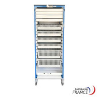 Mobile curtain cabinet with centralised code lock - 18 sliding rails