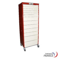 Mobile medical cabinet for jointed drawers with code centralized lock - 22 slides