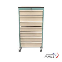 Mobile cabinet for interlocking drawers with centralized key lock - 14 slides