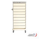 Mobile medical cabinet with centralized code lock and 9 drawers