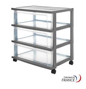 Large storage tower with 3 x 30L drawers with castors