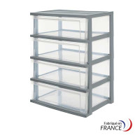 4-drawer wide tower with 4 castors - NSW-604 BK/C
