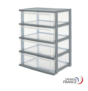 4-drawer wide tower with 4 castors - NSW-604 BK/C
