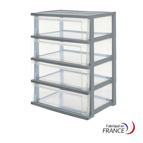 4-drawer wide tower with 4 castors - NSW-604 BK/C