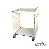 Medical service cart with 9 slides and 2 accessory Rails