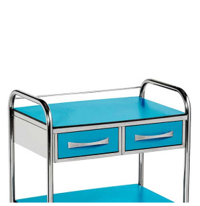 2 demi-tiroirs inox couleur H8 cm pour guéridon 60 x 40