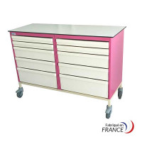 HPL mobile workbench with 2 drawers for healthcare facilities - 18 slides