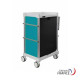 CAMELEON turquoise trolley 600X400 - 14 levels - Equipped with right-hand shelf and 3 rails