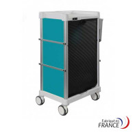 CAMELEON turquoise trolley 600X400 - 16 levels - Equipped with right-hand shelf and 3 rails