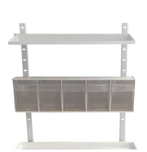 Portique pour chariot médical NOVELO avec 1 étagère et 5 bacs basculants