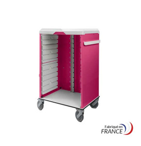 Chariot médical NOVELO 12 sans fermeture avec socle en HPL et 2 rails - COLORIS A DEFINIR