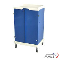 Linen distribution cart with 2 shelves and key-lock doors