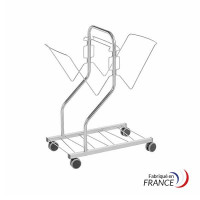 Porte-sacs double inox 100L - Roues Ø80 mm