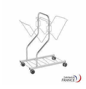 Porte-sacs double inox 100L - Roues Ø80 mm