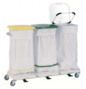 3 bag holder cart 3 lids, 3 pedals