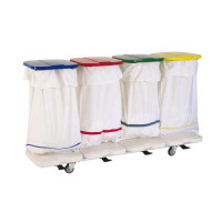 4 in-line bag holder cart 4 lids, 4 pedals