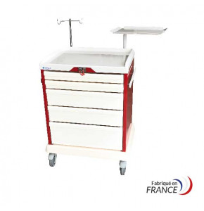 Emergency cart NOVELO - 9 slides, 5 drawers, and included accessories